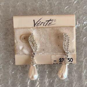 Verite Zirconia Pearl Drop Earrings